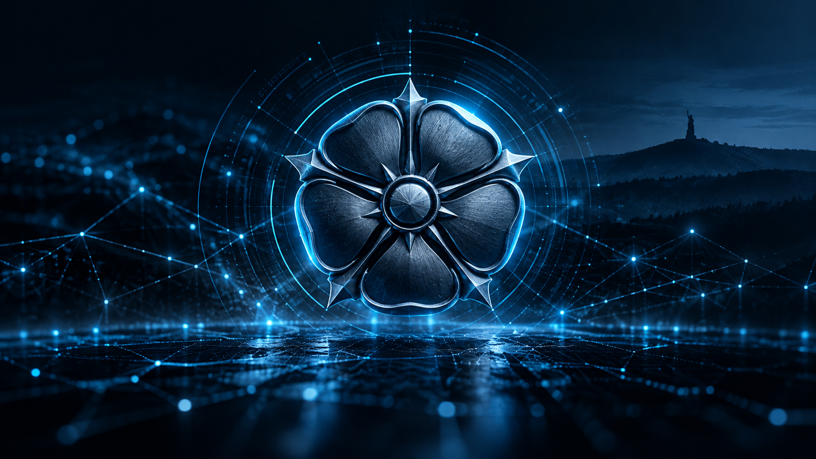Digitale Lippische Rose als Symbol für Cybersicherheit in Lippe